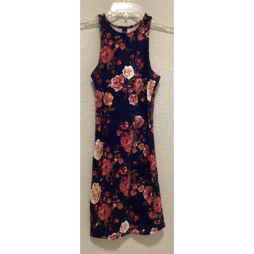 Windsor Floral Print Sleeveless Bodycon Mini Dress - Navy With Red & White Roses